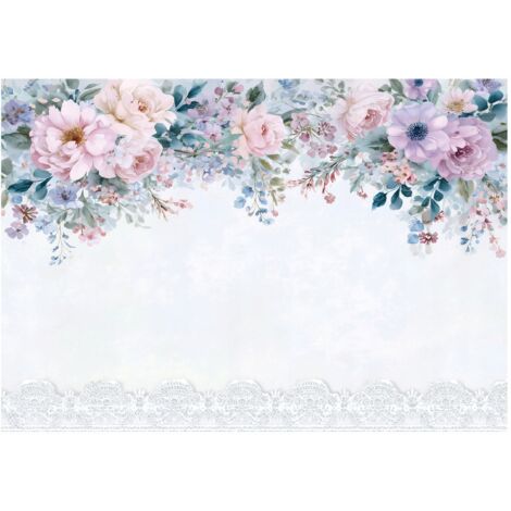Papier peint mural fleurs suspendues béton intissé grand format design intérieur salon chambre pas cher 150x105 cm