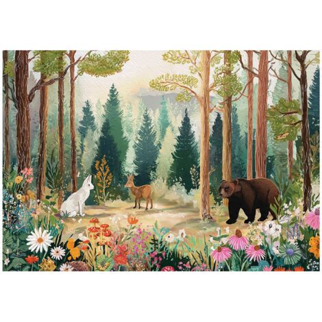 Papier peint mural forêt arbres enfant intissé grand format design intérieur chambre enfant