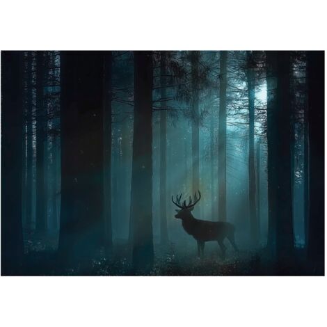 Papier peint mural forêt cerf animaux nature intissé grand format design intérieur salon chambre pas cher 200x140 cm