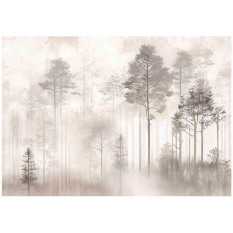 Papier peint mural forêt vintage arbres nature intissé grand format design intérieur salon chambre pas cher 400x280 cm