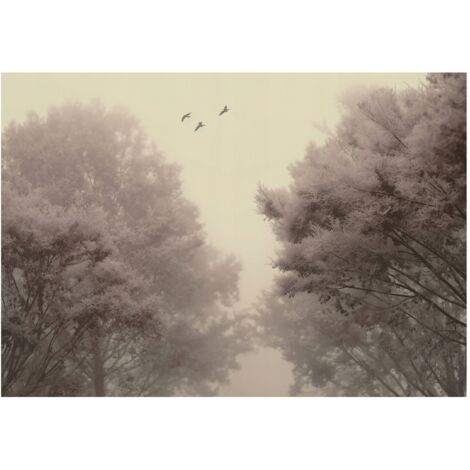 Papier peint mural forêt vintage rétro intissé grand format design intérieur salon chambre pas cher 150x105 cm