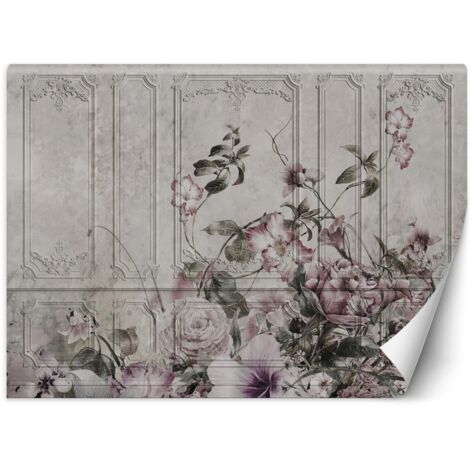 Papier peint mural, Fresque vintage Fleurs roses - 100x70