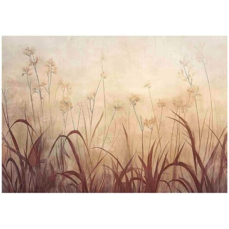 Papier peint mural herbe boho sepia nature intissé grand format design intérieur salon chambre pas cher 400x280 cm