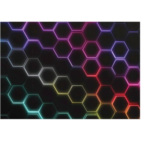Papier peint mural hexagones 3D gaming enfant intissé grand format design intérieur chambre enfant pas cher 400x280 cm