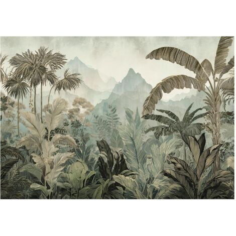 Papier peint mural jungle forêt tropicale 3D intissé grand format design intérieur salon chambre pas cher 350x250 cm