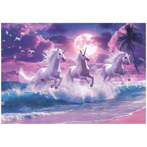 Papier peint mural licorne cheval plage enfant intissé grand format design intérieur chambre enfant pas cher 150x105 cm