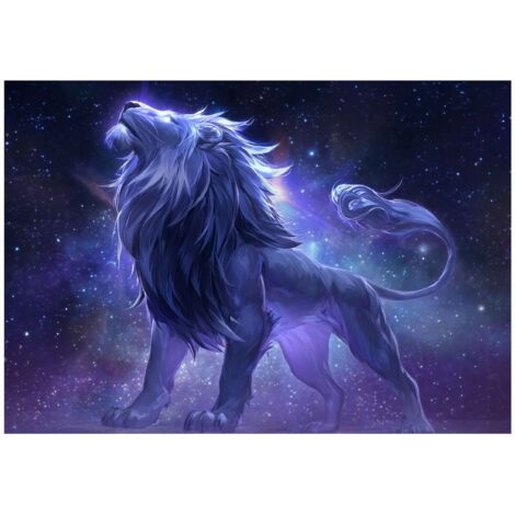 Papier peint mural lion étoiles cosmos enfant intissé grand format design intérieur chambre enfant pas cher 150x105 cm