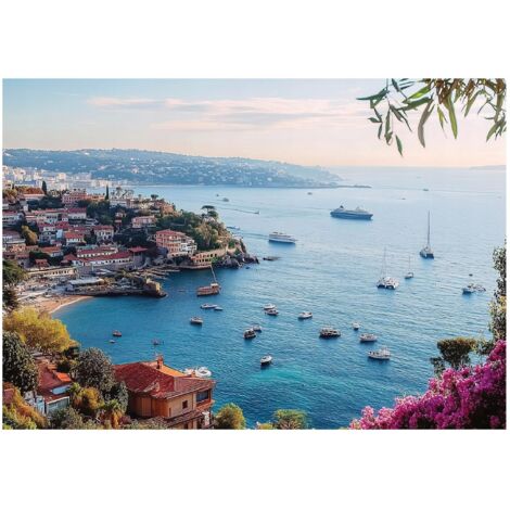 Papier peint mural mer ville bateaux paysage intissé grand format design intérieur salon chambre pas cher 150x105 cm