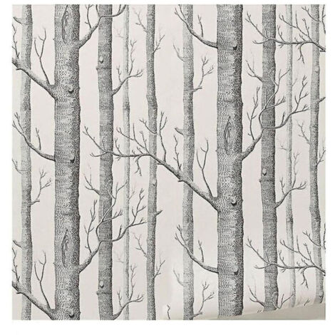 Papier peint mural moderne – Motif bouleau et forêt boisée – Rouleau 10 m x 0,53 m – Décor naturel pour chambre
