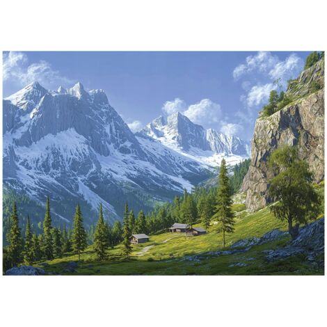 Papier peint mural montagnes 3D nature paysage intissé grand format design intérieur salon chambre pas cher 400x280 cm