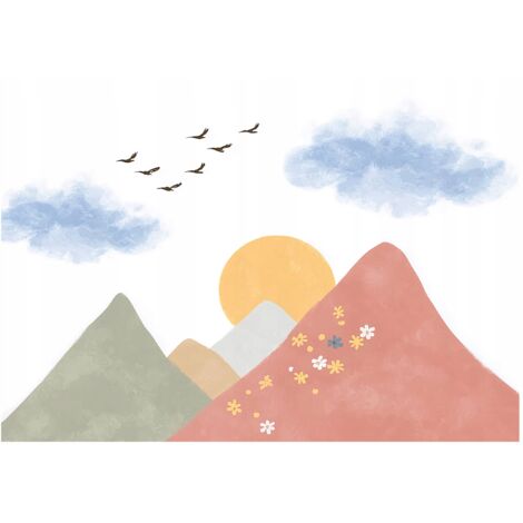 Papier peint mural montagnes enfant fille garçon intissé grand format design intérieur chambre enfant pas cher 250x175 cm
