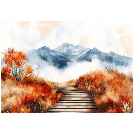 Papier peint mural montagnes nature paysage pop art intissé grand format design intérieur salon chambre pas cher 200x140 cm