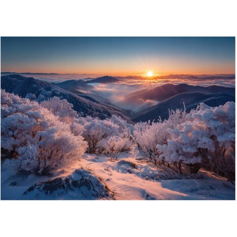 Papier peint mural montagnes paysage nature intissé grand format design intérieur salon chambre pas cher 300x210 cm