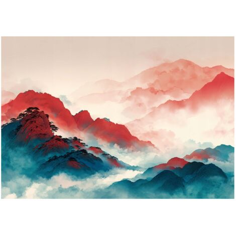 Papier peint mural montagnes paysage nature intissé grand format design intérieur salon chambre pas cher 350x250 cm