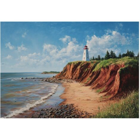 Papier peint mural océan phare nature intissé grand format design intérieur salon chambre pas cher 150x105 cm