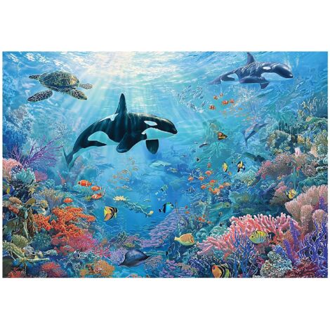 Papier peint mural océan récif corallien tortues enfant intissé grand format design intérieur chambre enfant pas cher 400x280 cm