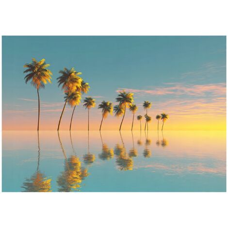 Papier peint mural palmiers plage paysage nature intissé grand format design intérieur salon chambre pas cher 150x105 cm
