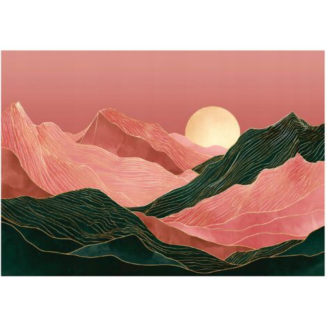 Papier peint mural paysage art déco abstrait intissé grand format design intérieur salon chambre pas cher 200x140 cm