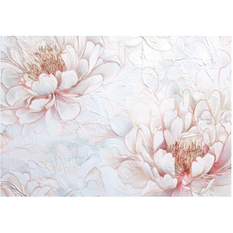 Papier peint mural pivoines abstrait intissé grand format design intérieur salon chambre pas cher 150x105 cm