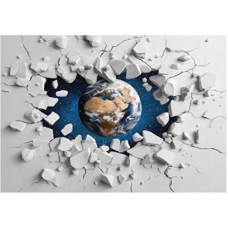 Papier peint mural terre cosmos 3D enfant intissé grand format design intérieur chambre enfant pas cher 150x105 cm