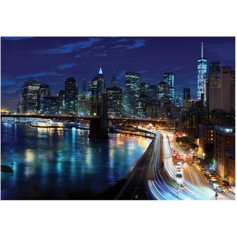Papier peint mural ville de nuit panorama intissé grand format design intérieur salon chambre pas cher 150x105 cm