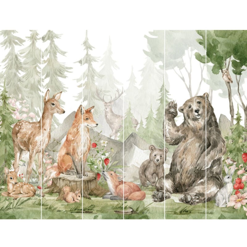 Papier peint Walltastic Les Animaux de la foret Forest friends - 305x244cm