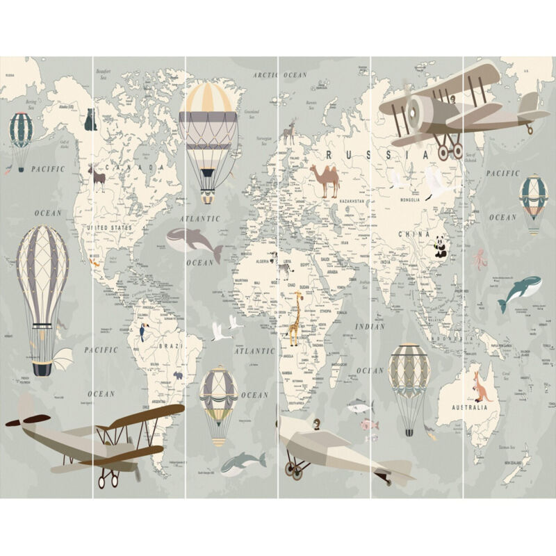 Papier peint mural Walltastic Carte du Monde 305x244 cm