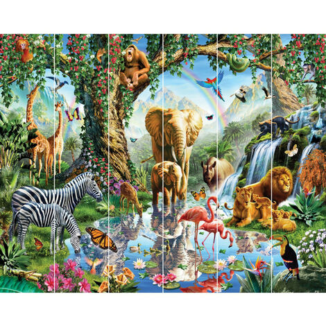 Papier peint mural Walltastic Lac de la Jungle 305x244 cm - Multicolor