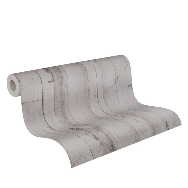 Papier peint intissé nature gris Tapisserie effet bois vintage style naturaliste Papier peint effet vieilli idéal pour salon