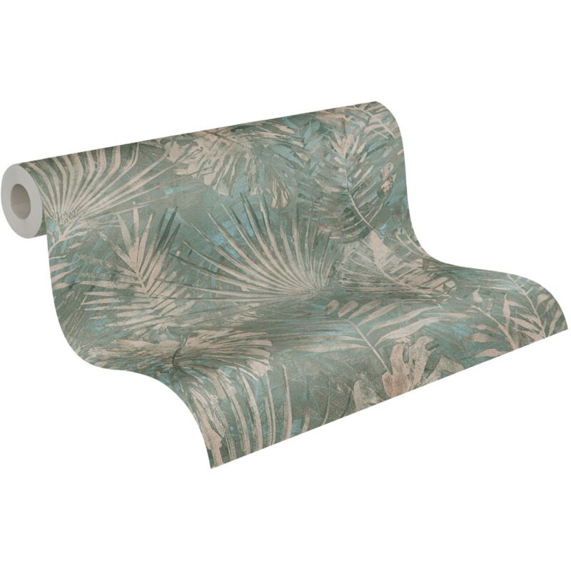 Papier peint feuilles vert beige avec monstera papier peint intissé avec feuilles de palmiers tropicaux
