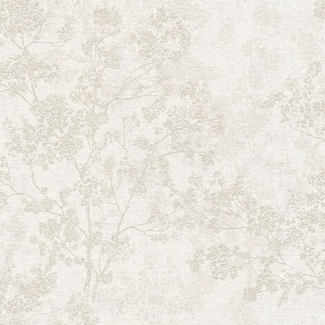 Papier peint nature crème Tapisserie à motifs d'arbres et branches style cottage pour couloir Papier peint floral idéal chambre