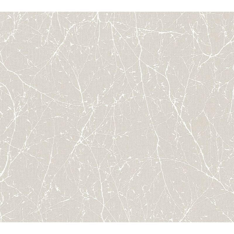 Papier peint nature Profhome 305074 papier peint intissé légèrement texturé avec un dessin nature et des accents métalliques crème blanc-perlé 5,33 m2