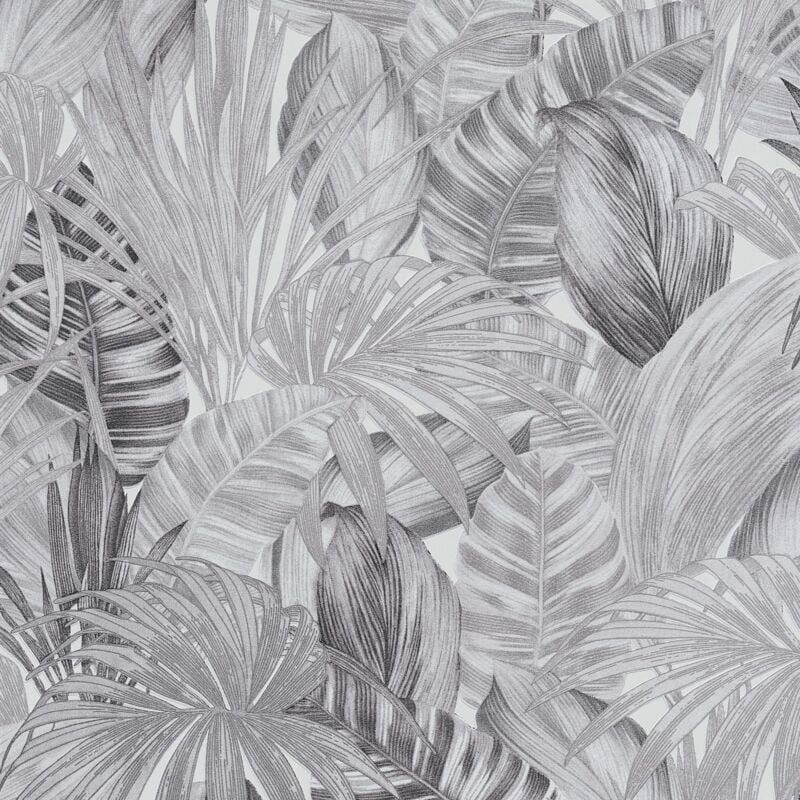 Profhome - Papier peint nature 368203 papier peint intissé légèrement texturé au design de jungle brillant noir blanc gris 5,33 m2