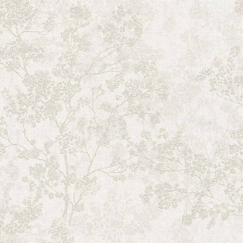 Papier peint nature Profhome 373972 papier peint intissé légèrement texturé avec un dessin nature mat beige blanc-crème gris 5,33 m2