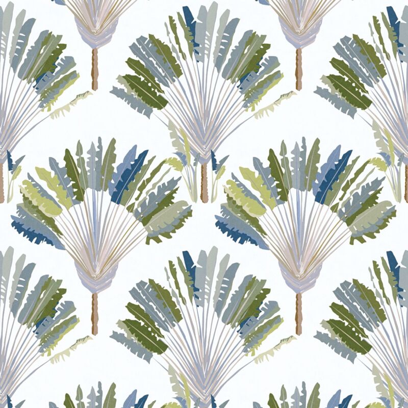 Papier peint nature Profhome 377081 papier peint intissé lisse avec des ornements floraux mat vert blanc bleu gris 5,33 m2