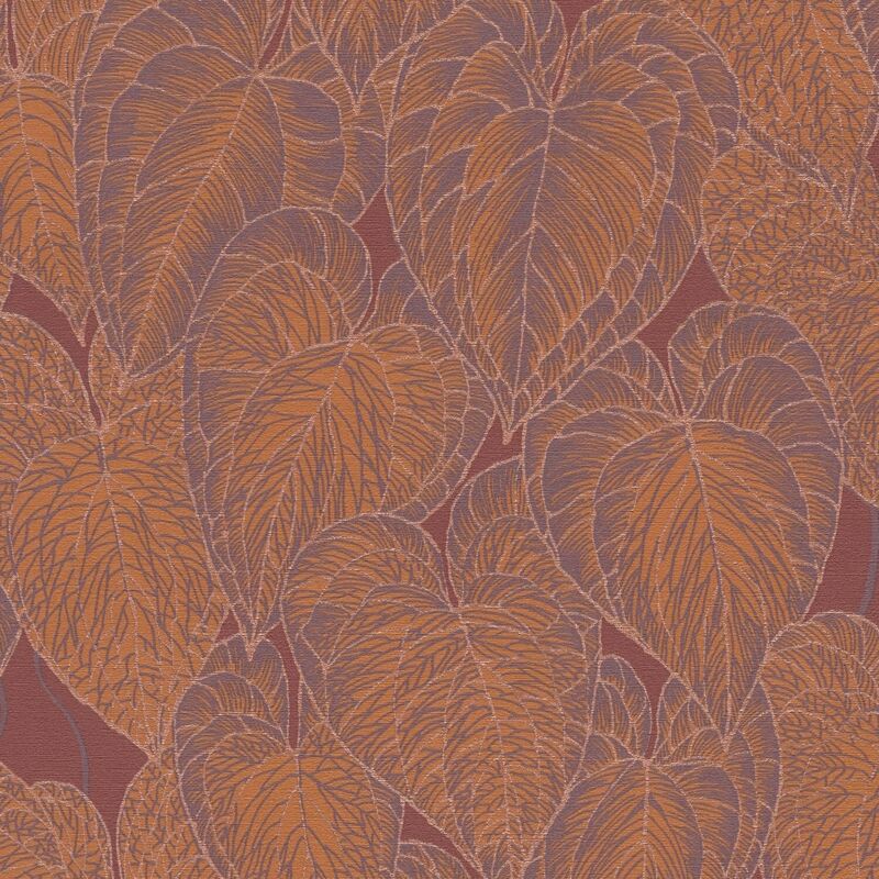 Papier peint nature Profhome 781284 papier peint intissé gaufré à chaud texturé avec des ornements floraux subtilement chatoyant rouge orange violet