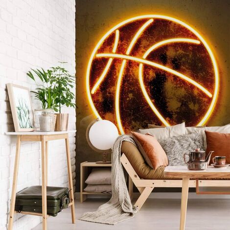 Papier peint panoramique chambre ado Basket, Tapisserie panoramique joueur  de Basketball rétro, Papier peint panoramique sport jaune & bleu