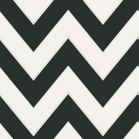 Papier peint noir & blanc motifs graphique | Tapisserie noire et blanche intissée à rayures | Papiers peints moderne pour bureau - 10,05 x 0,53 m