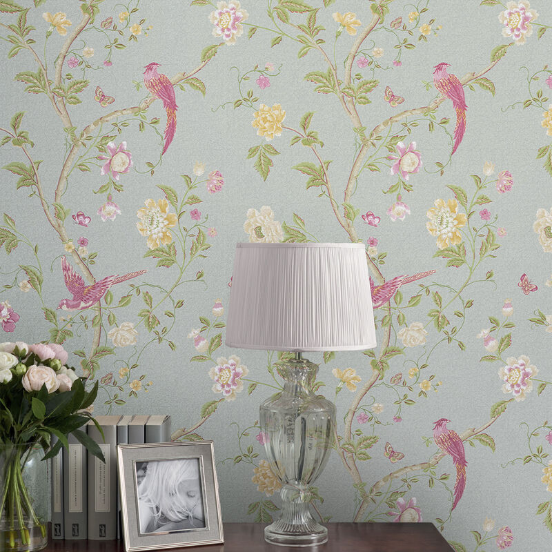 Laura Ashley - Papier peint intissé Summer Palace Duck Egg 1005 x 52cm Multicolore Laura Ashley - Papier peint intissé Summer Palace Duck Egg 1005 x 52cm Multicolore