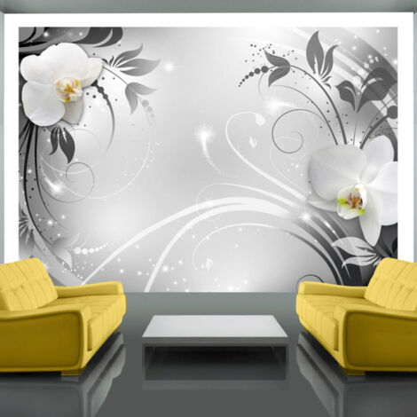 Papier Peint "Orchids on Silver" 210 x 300 cm