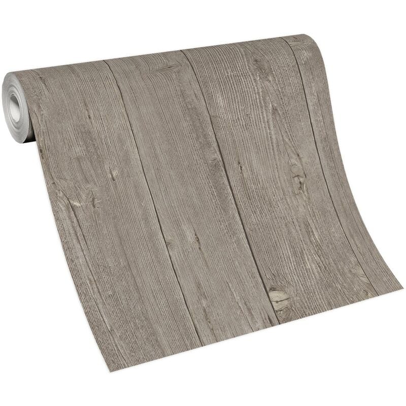 Papier peint original imitation bois gris pour bureau Tapisserie trompe l'oeil design bois Papier peint uni gris surface vinyle