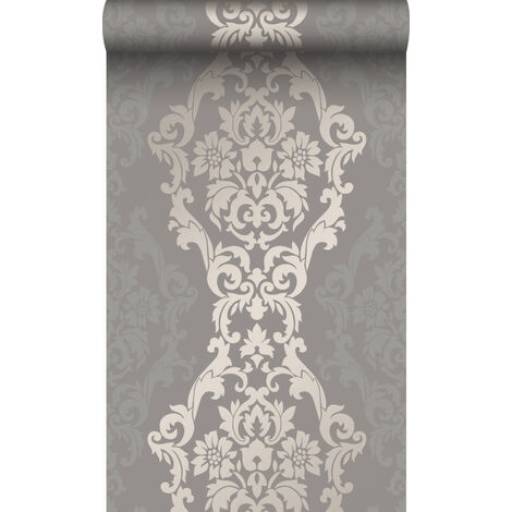 papier peint ornement taupe et bronze brillant  - Origin Wallcoverings
