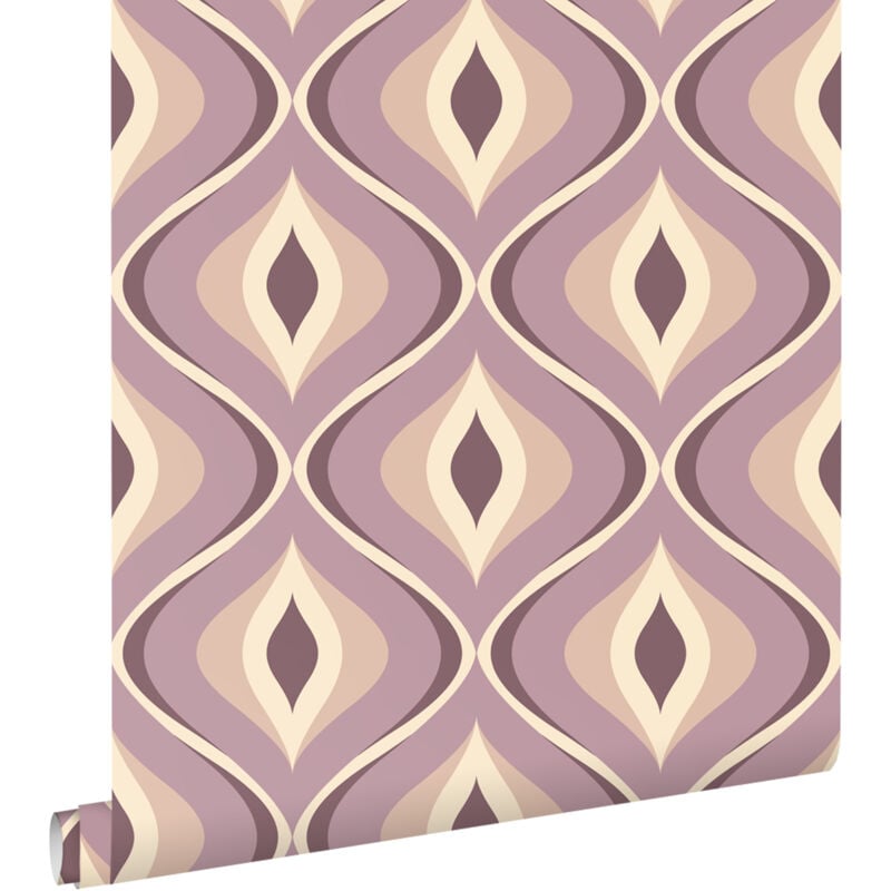 papier peint ornements au style rétro lilas violet - ESTAhome