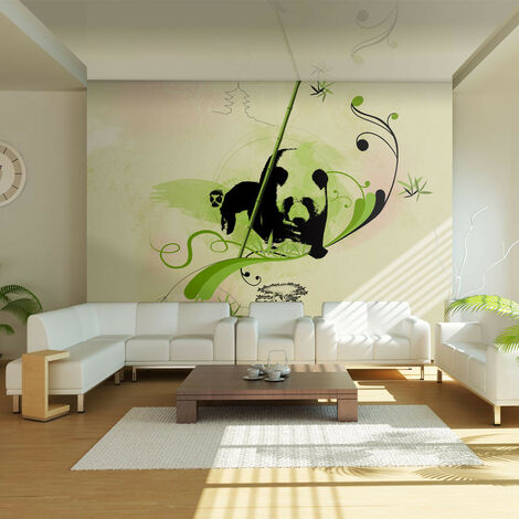 Papier peint Panda dans la forêt de bambous - Taille L 400 x H 309 cm
