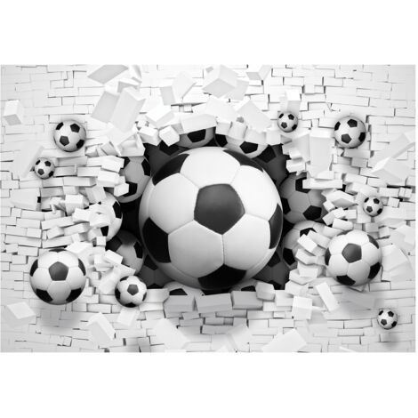 Papier peint panoramique 3D pour enfants avec motif football, décoration murale multicolore – 200 x 140 cm Wallarena
