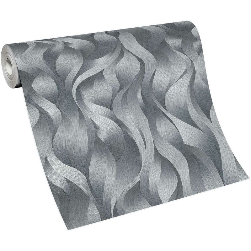 Papier peint panoramique abstrait gris & bleu Tapisserie panoramique motif silhouettes grise Papier peint panoramique chambre & slaon