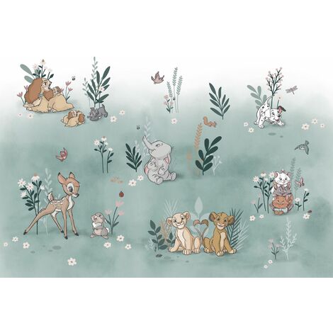 papier peint panoramique animaux Disney vert - Disney