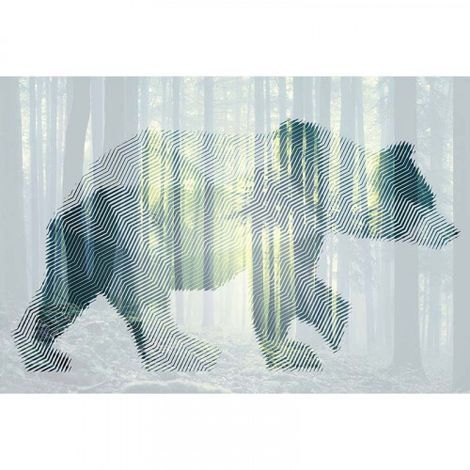 Papier peint panoramique animaux pour salon Tapisserie panoramique nature motif ours Papier peint panoramique forêt design