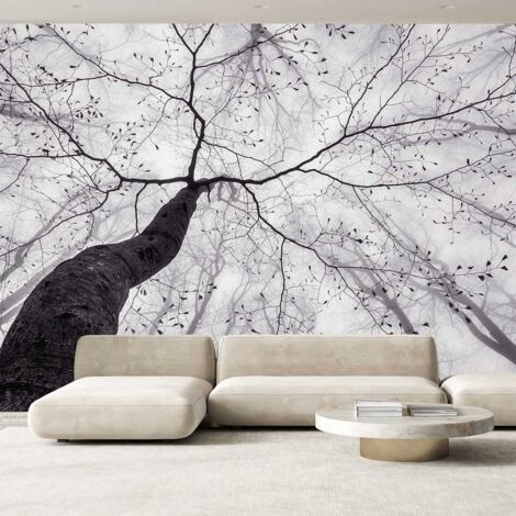 Papier peint panoramique arbre en hiver – Papier intissé – Dimensions 0,52 x 18,90 m – Facile à poser – Motif non raccordable – Hxadeco