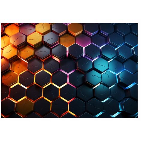 Papier peint panoramique avec des hexagones géométriques 3D, décoration murale pour chambre d'enfant – 250 x 175 cm Wallarena